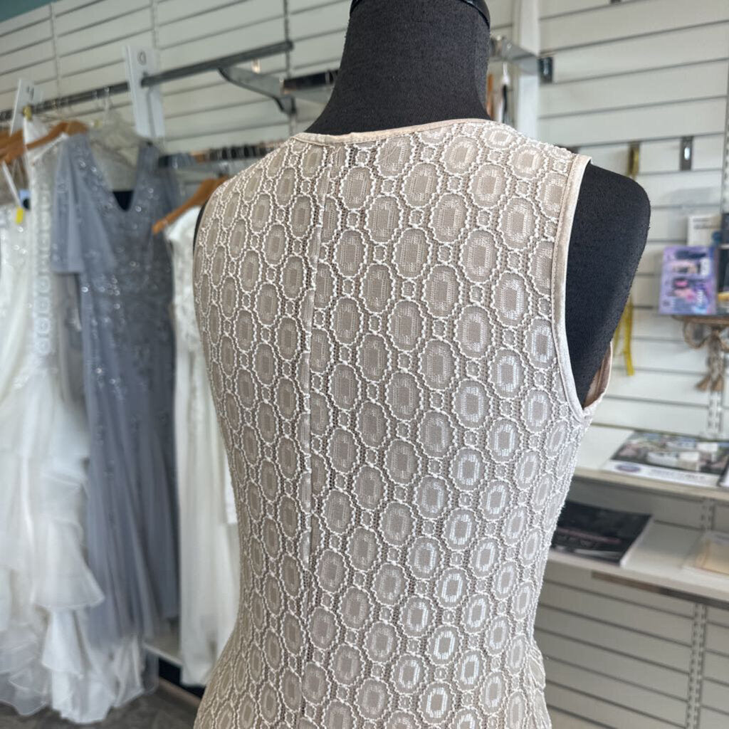 Rampage Beige Lace Long Formal Medium