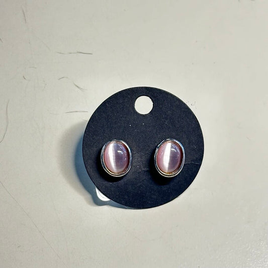 Silver/ Pink Stud Earrings