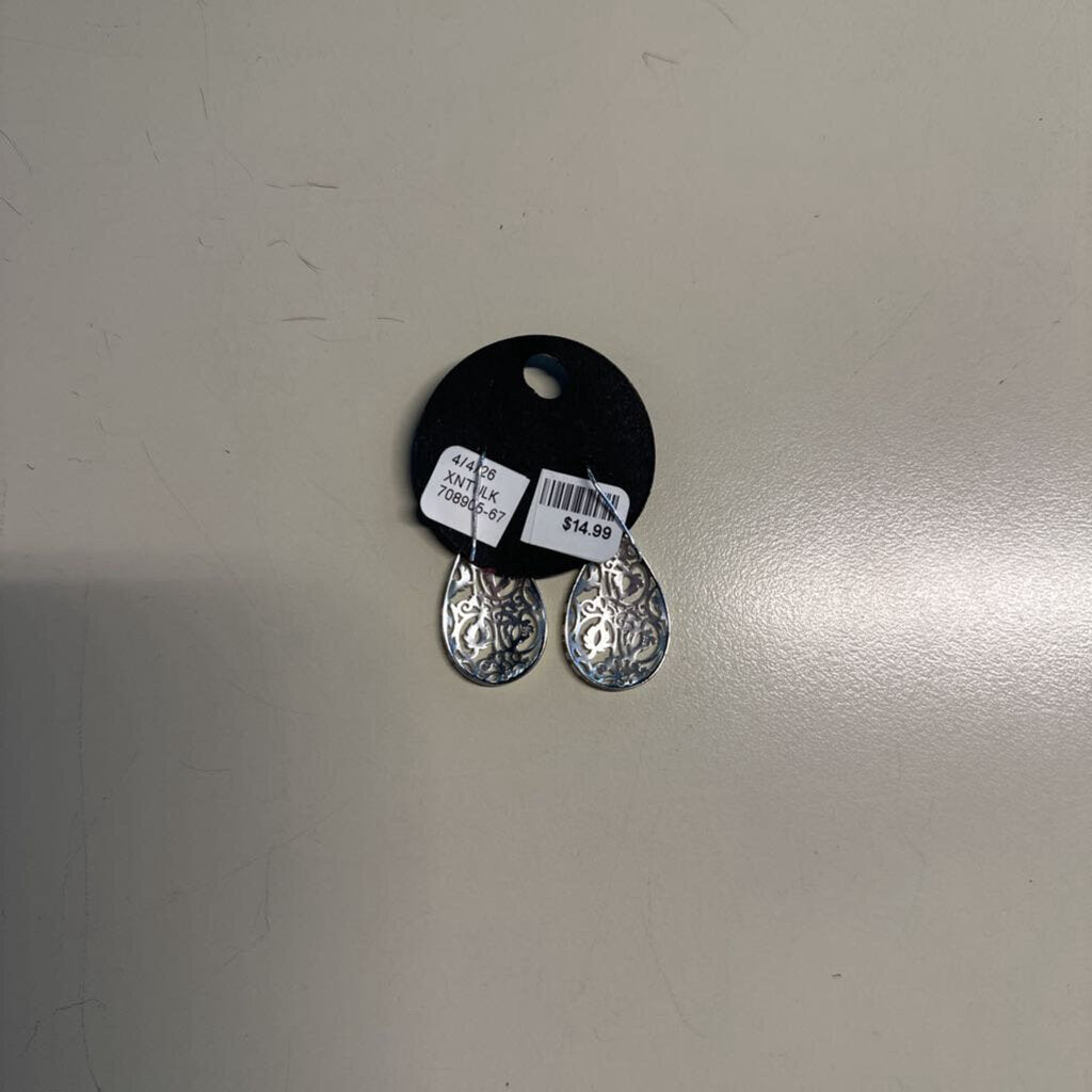 Sterling Silver Filigree Tear Drop Earrings