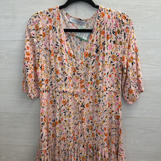 Petal and Pup Pink Floral Print Puff Sleeve Maxi Dress Extra Small