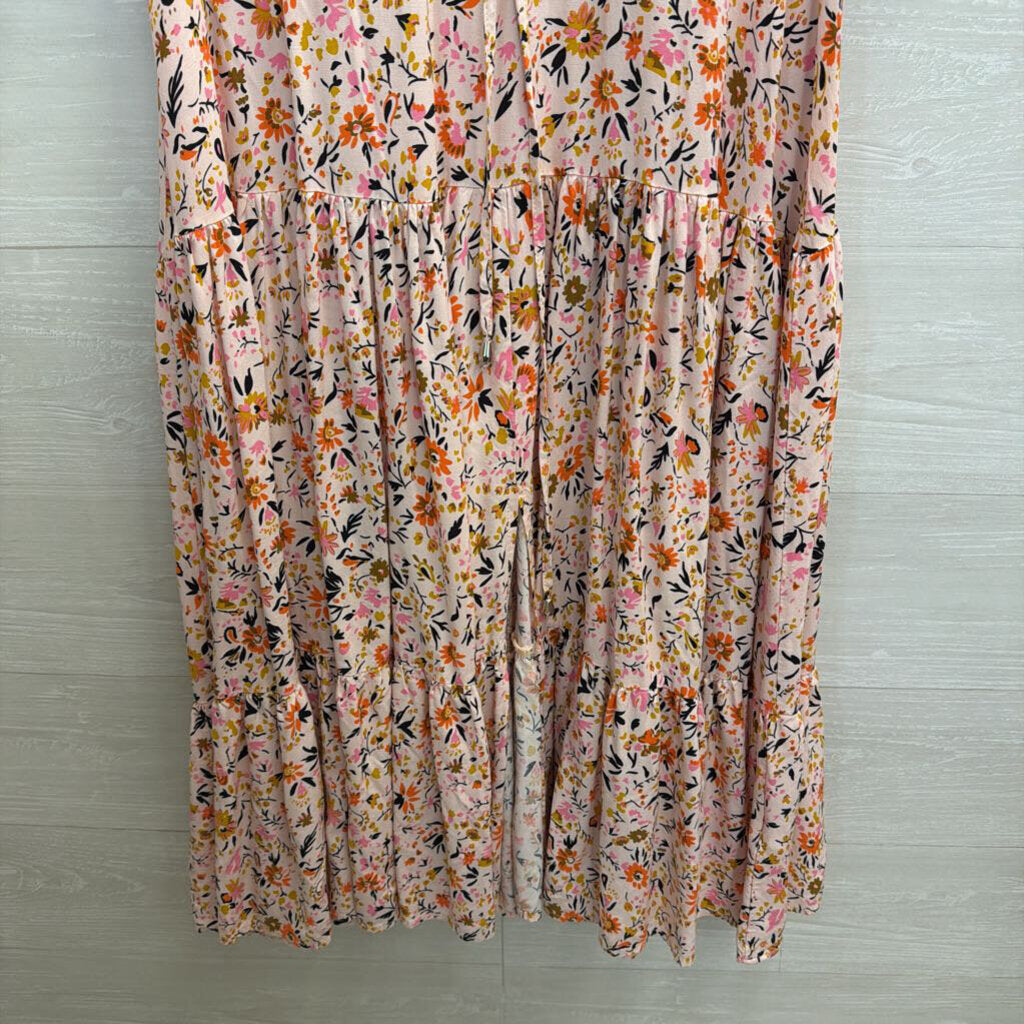 Petal and Pup Pink Floral Print Puff Sleeve Maxi Dress Extra Small