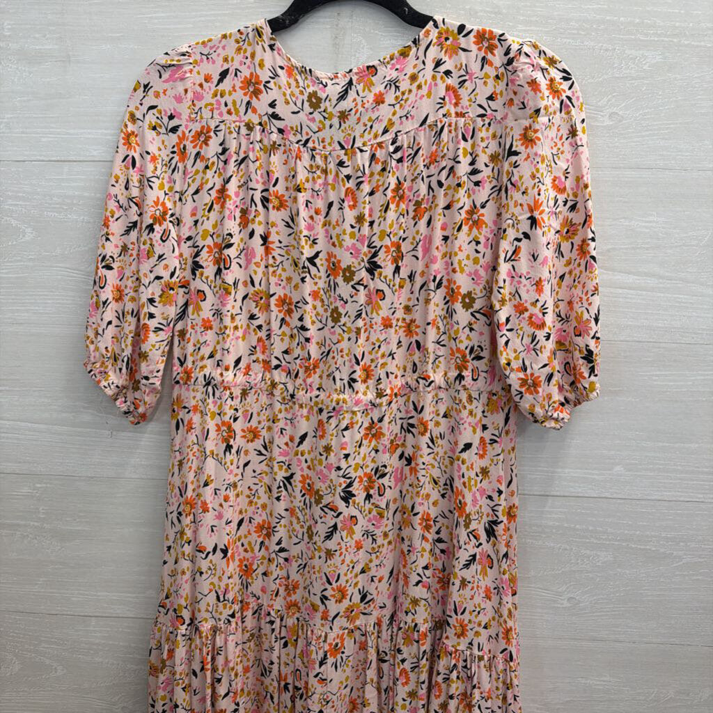 Petal and Pup Pink Floral Print Puff Sleeve Maxi Dress Extra Small