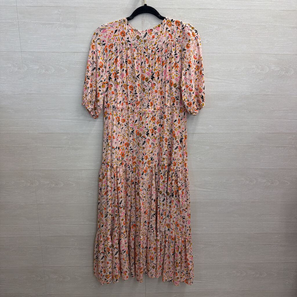 Petal and Pup Pink Floral Print Puff Sleeve Maxi Dress Extra Small