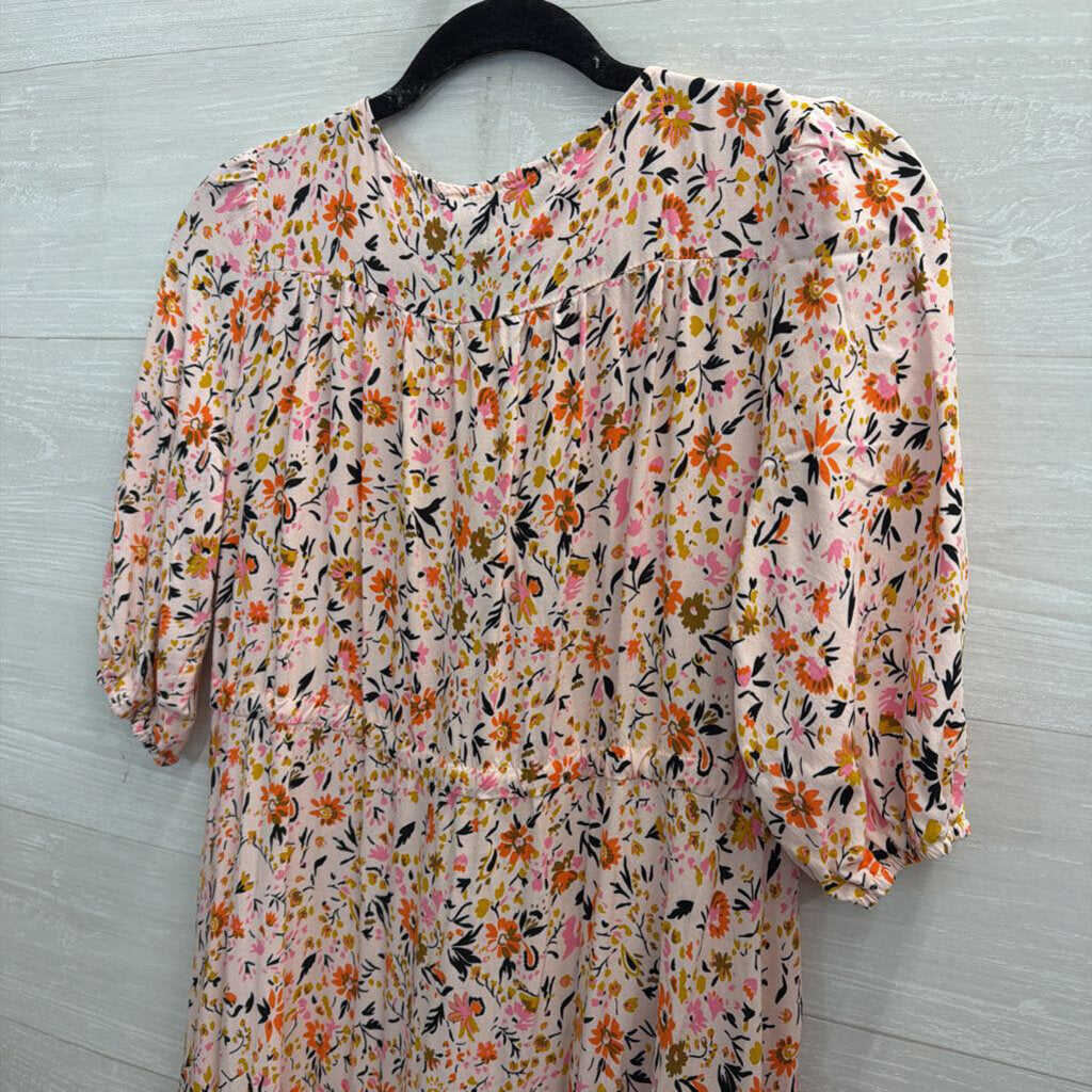 Petal and Pup Pink Floral Print Puff Sleeve Maxi Dress Extra Small