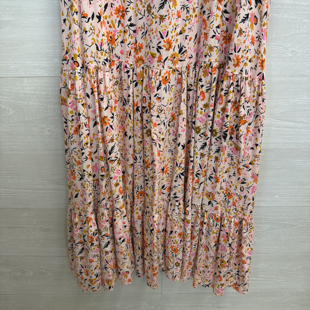 Petal and Pup Pink Floral Print Puff Sleeve Maxi Dress Extra Small