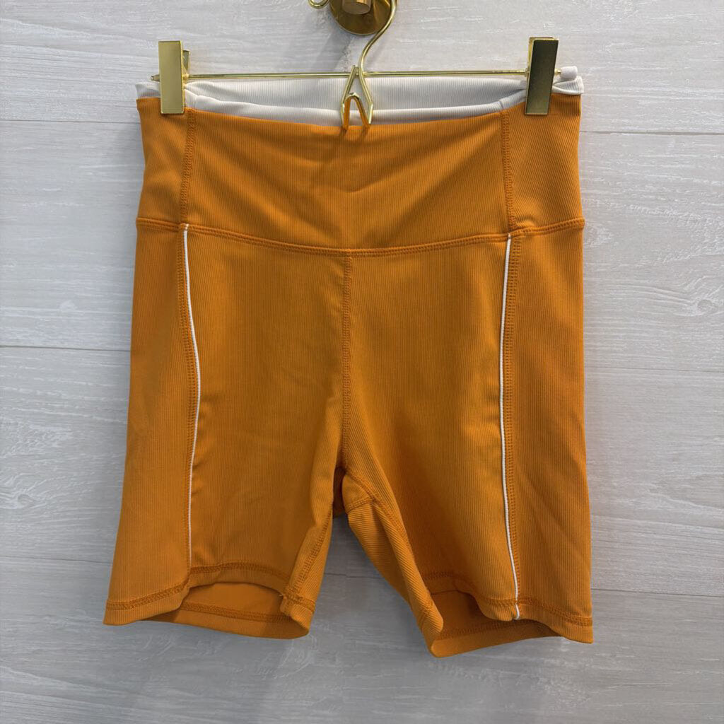 Wilo Yellow Ribbed Biker Shorts Medium