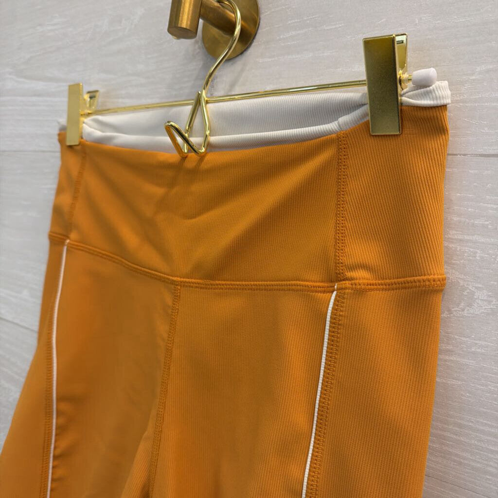 Wilo Yellow Ribbed Biker Shorts Medium