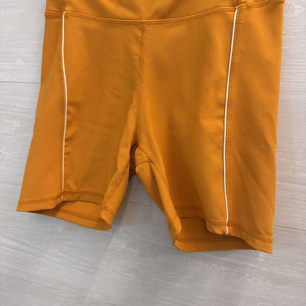 Wilo Yellow Ribbed Biker Shorts Medium