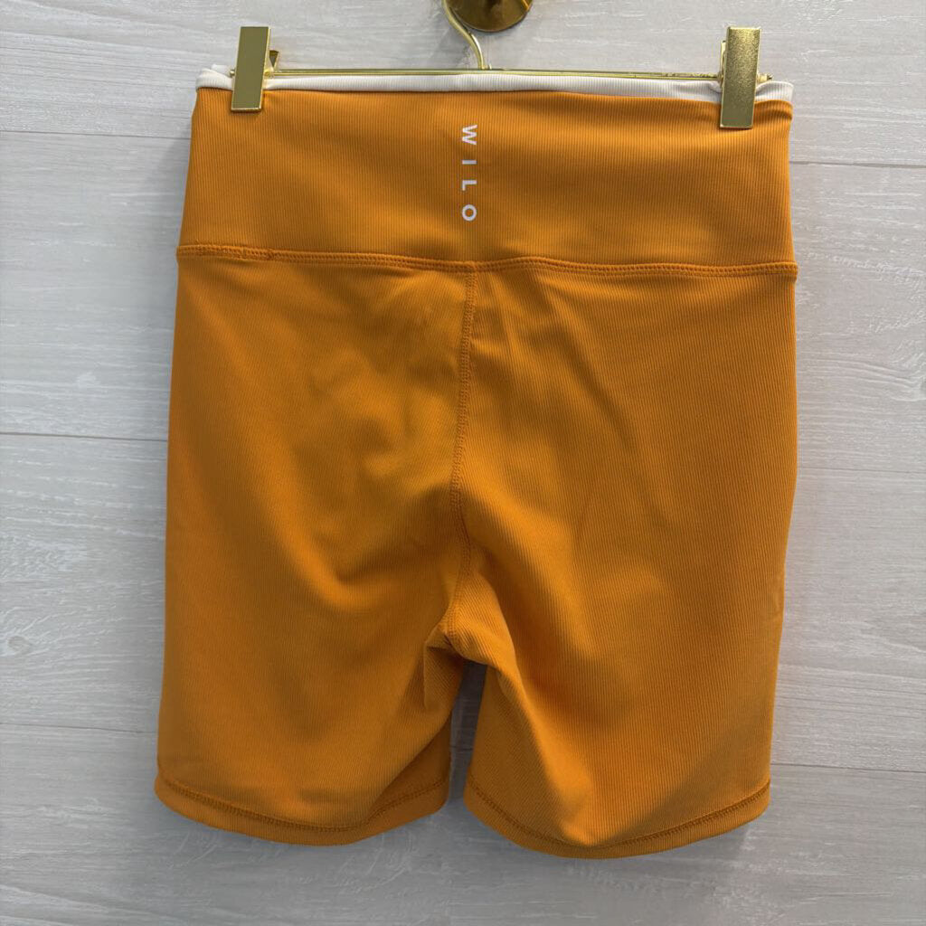 Wilo Yellow Ribbed Biker Shorts Medium