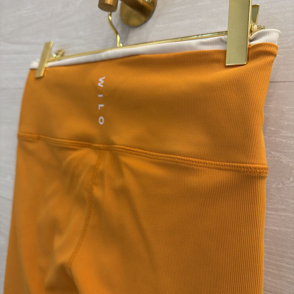 Wilo Yellow Ribbed Biker Shorts Medium