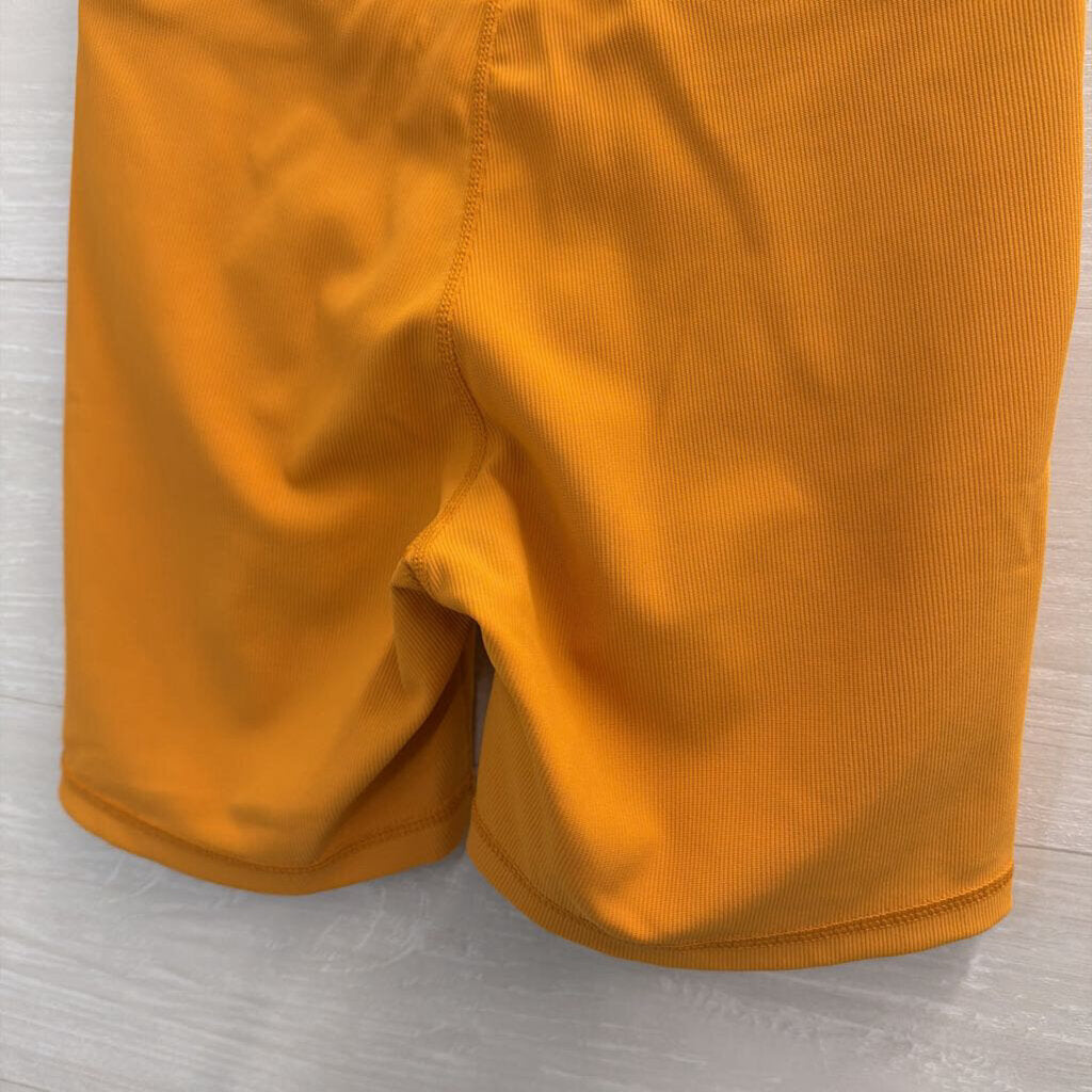 Wilo Yellow Ribbed Biker Shorts Medium