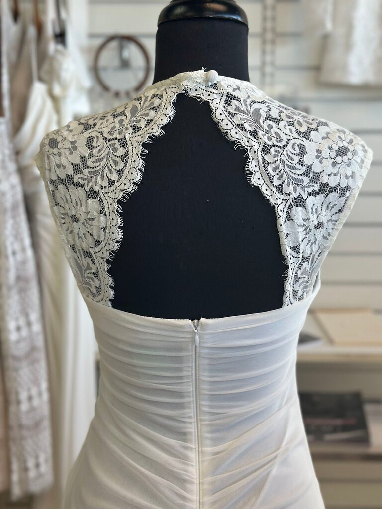 DB Studio Ivory Lace Strap Ruched Bridal Gown 4