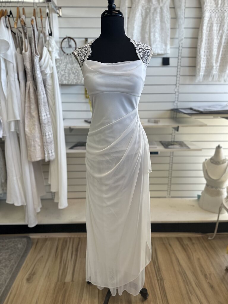 DB Studio Ivory Lace Strap Ruched Bridal Gown 4