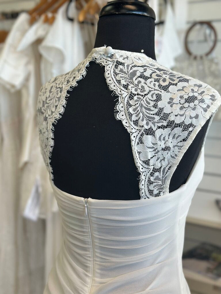 DB Studio Ivory Lace Strap Ruched Bridal Gown 4