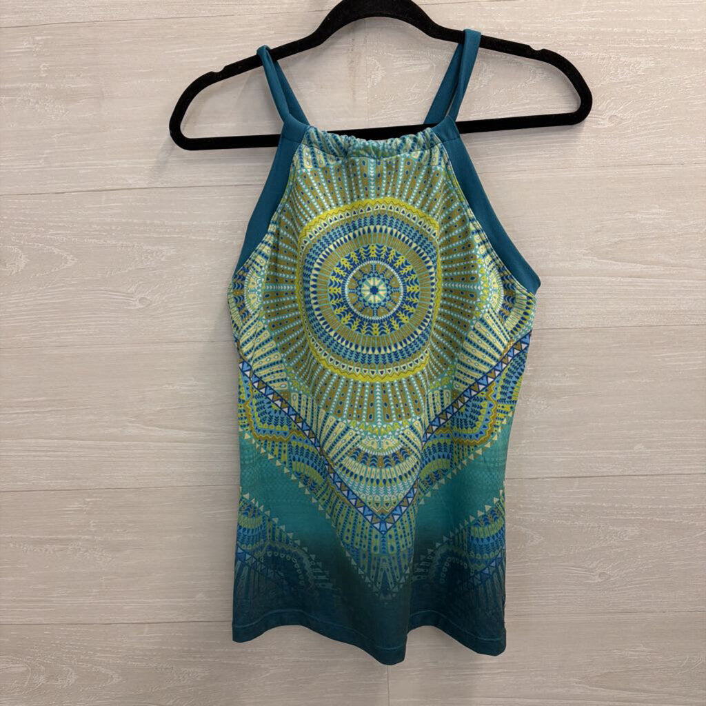 Prana Blue/ Green Print Top Large