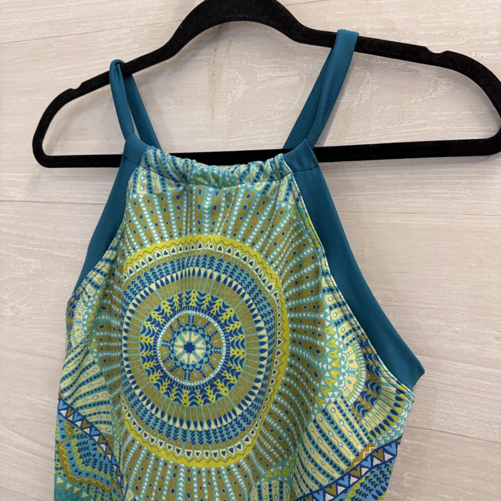 Prana Blue/ Green Print Top Large