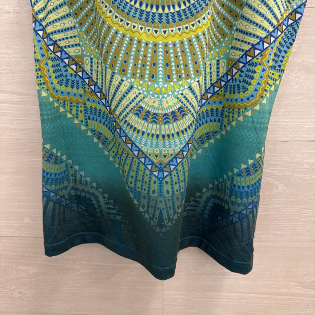 Prana Blue/ Green Print Top Large