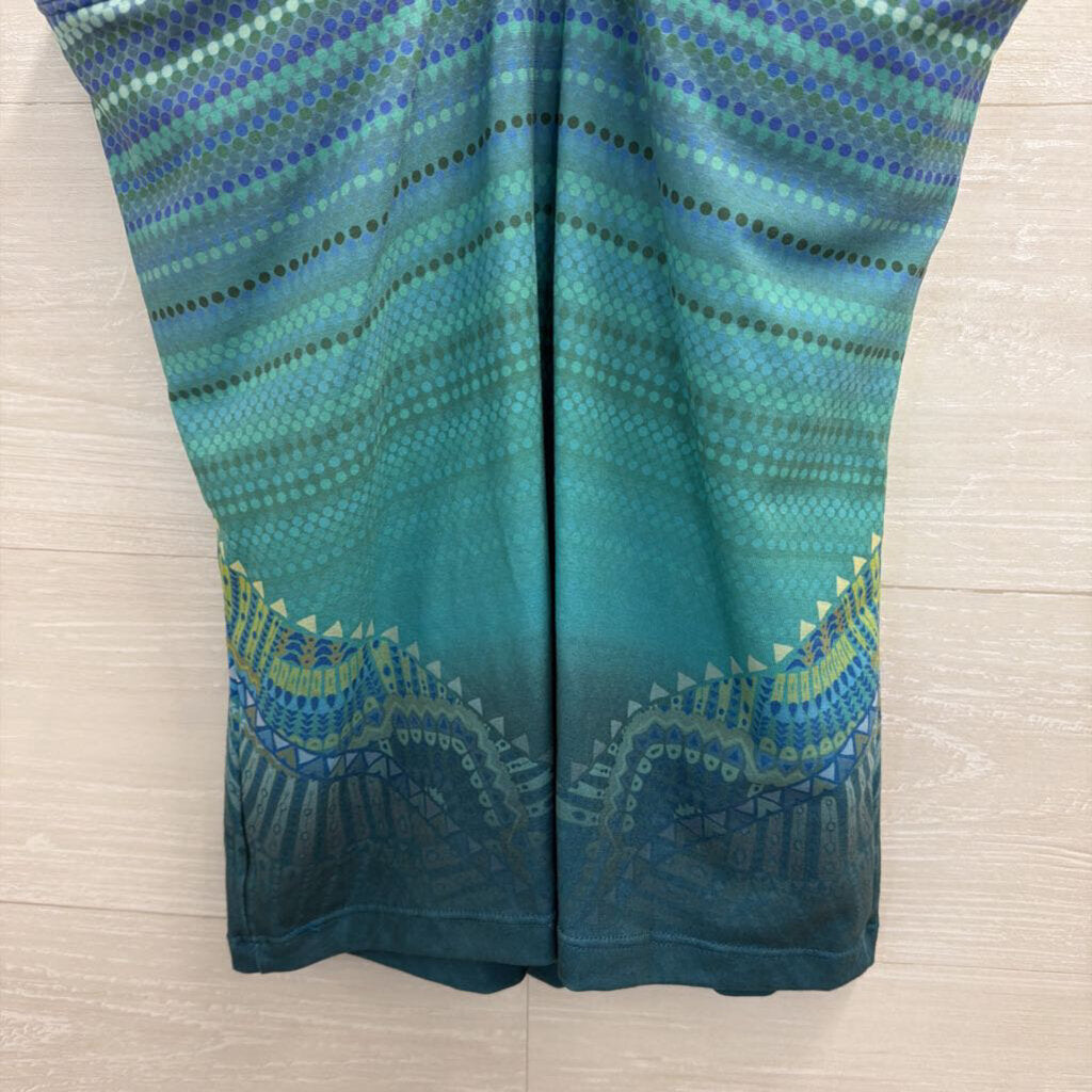 Prana Blue/ Green Print Top Large