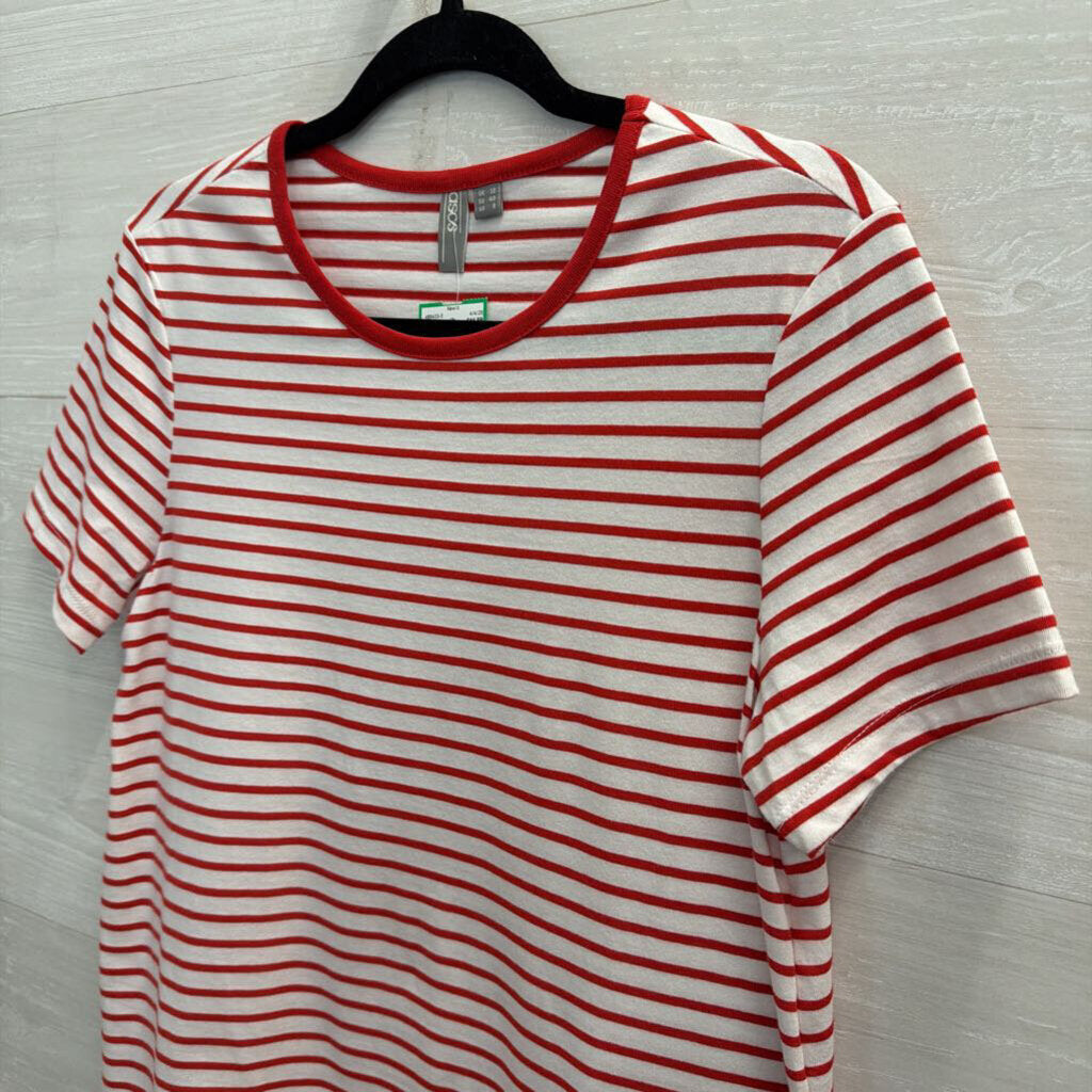 Asos White/ Red Striped Short Sleeve Top 8
