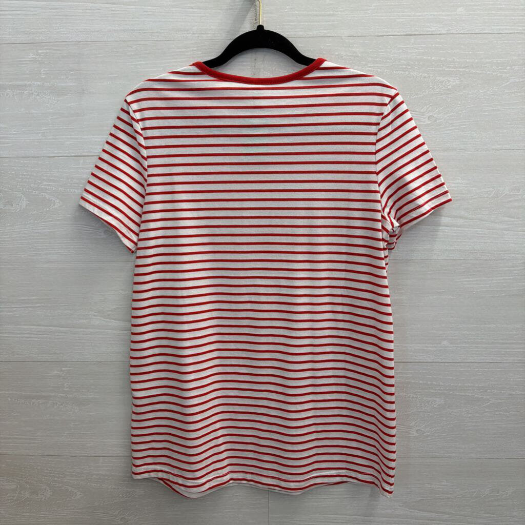 Asos White/ Red Striped Short Sleeve Top 8