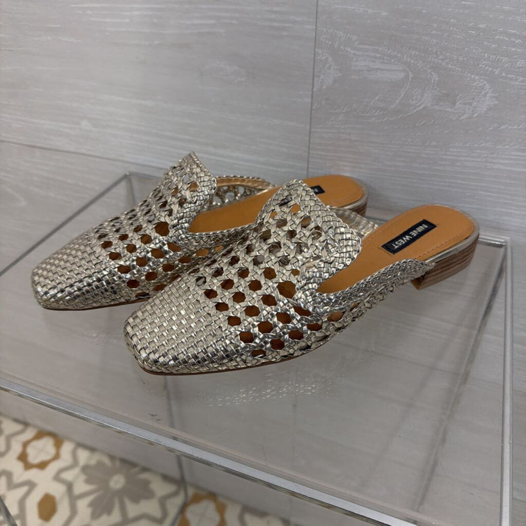 Nine West Metallic Shanie Woven Mules 7