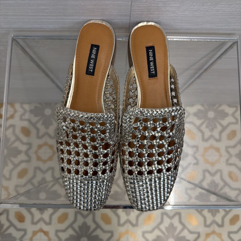 Nine West Metallic Shanie Woven Mules 7