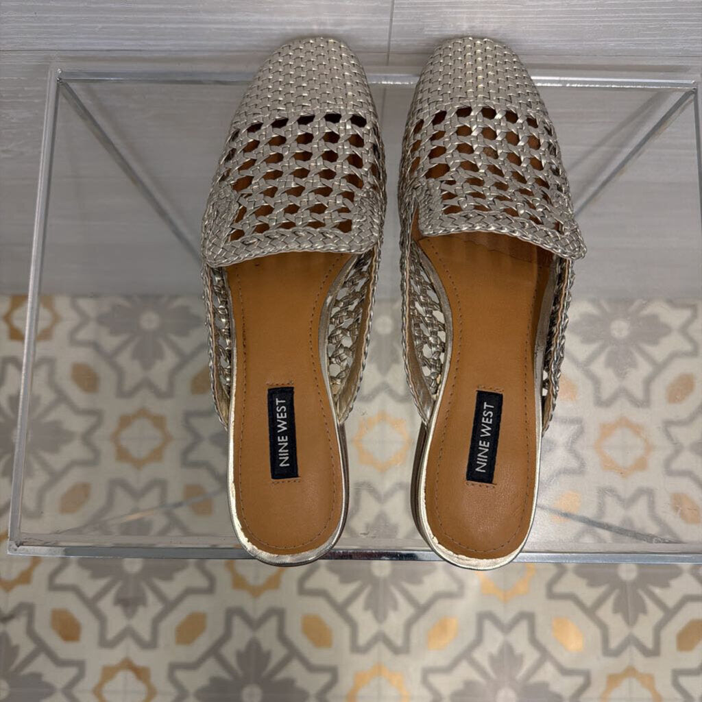 Nine West Metallic Shanie Woven Mules 7