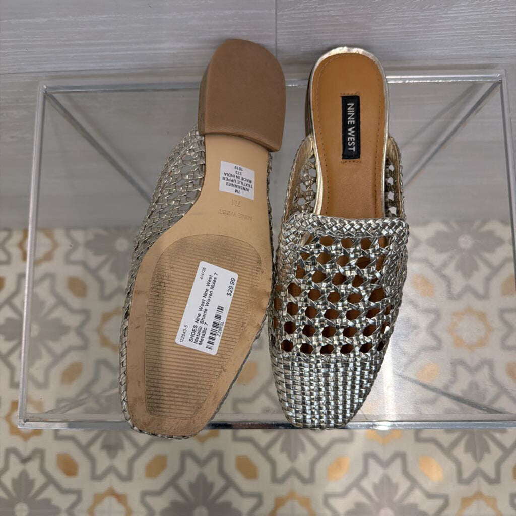 Nine West Metallic Shanie Woven Mules 7