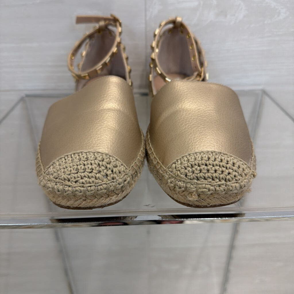 Steve Madden Alissa Gold Ankle Strap Round Toe Espadrille Shoes 7.5