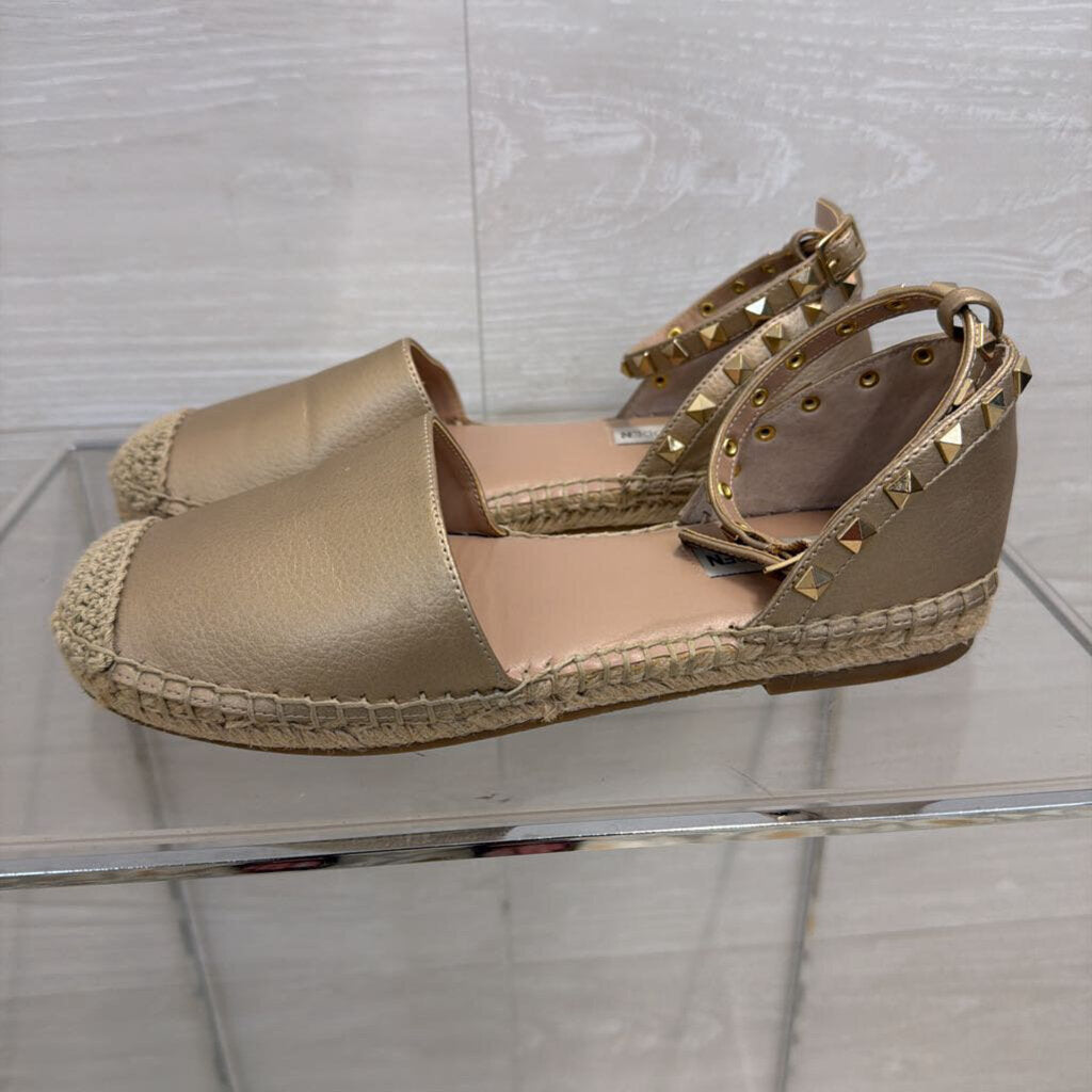 Steve Madden Alissa Gold Ankle Strap Round Toe Espadrille Shoes 7.5