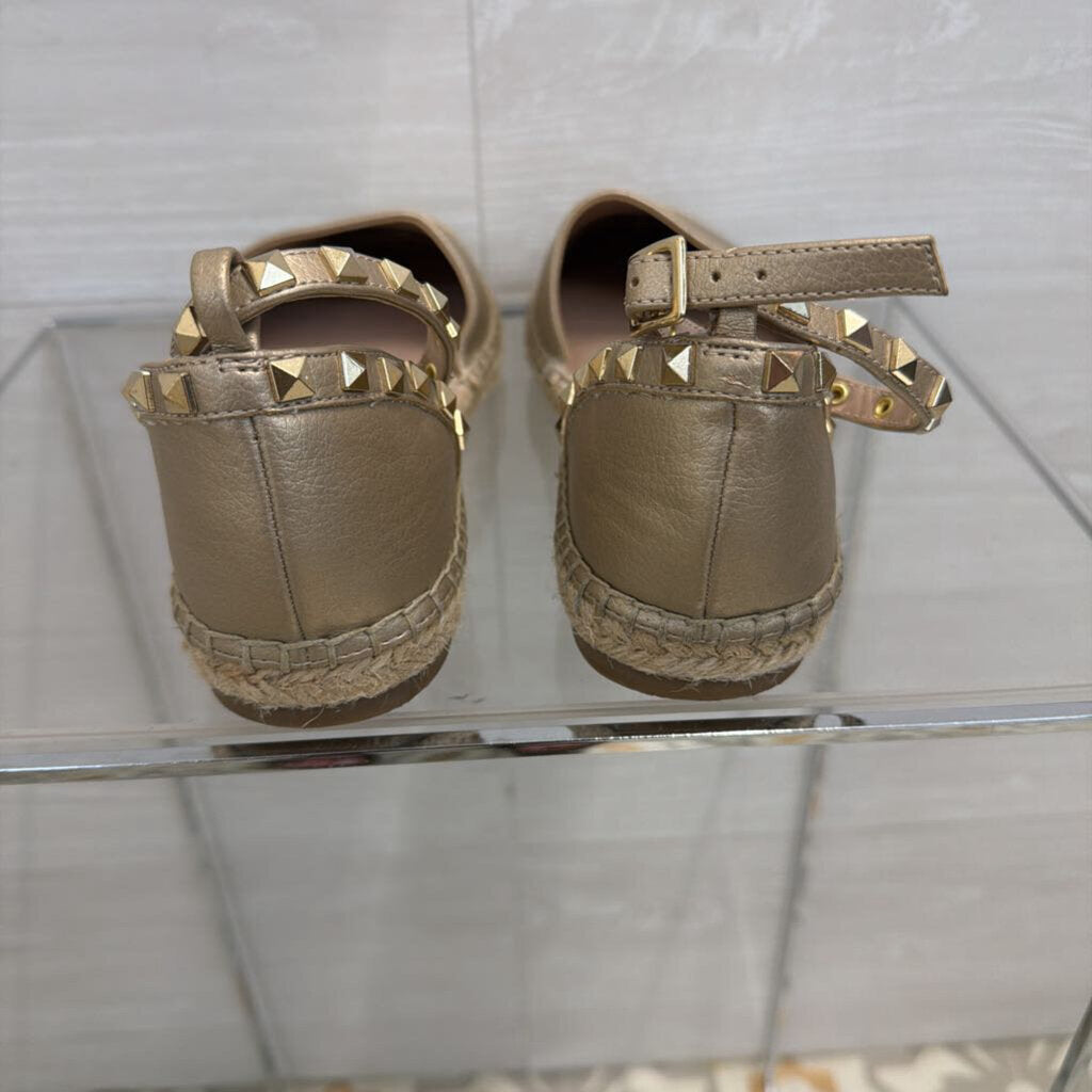 Steve Madden Alissa Gold Ankle Strap Round Toe Espadrille Shoes 7.5