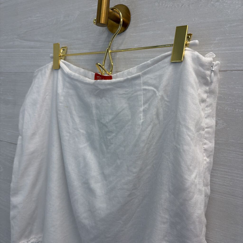 Relax Tommy Bahama White 100% Linen Ruffle Hem Skirt 8