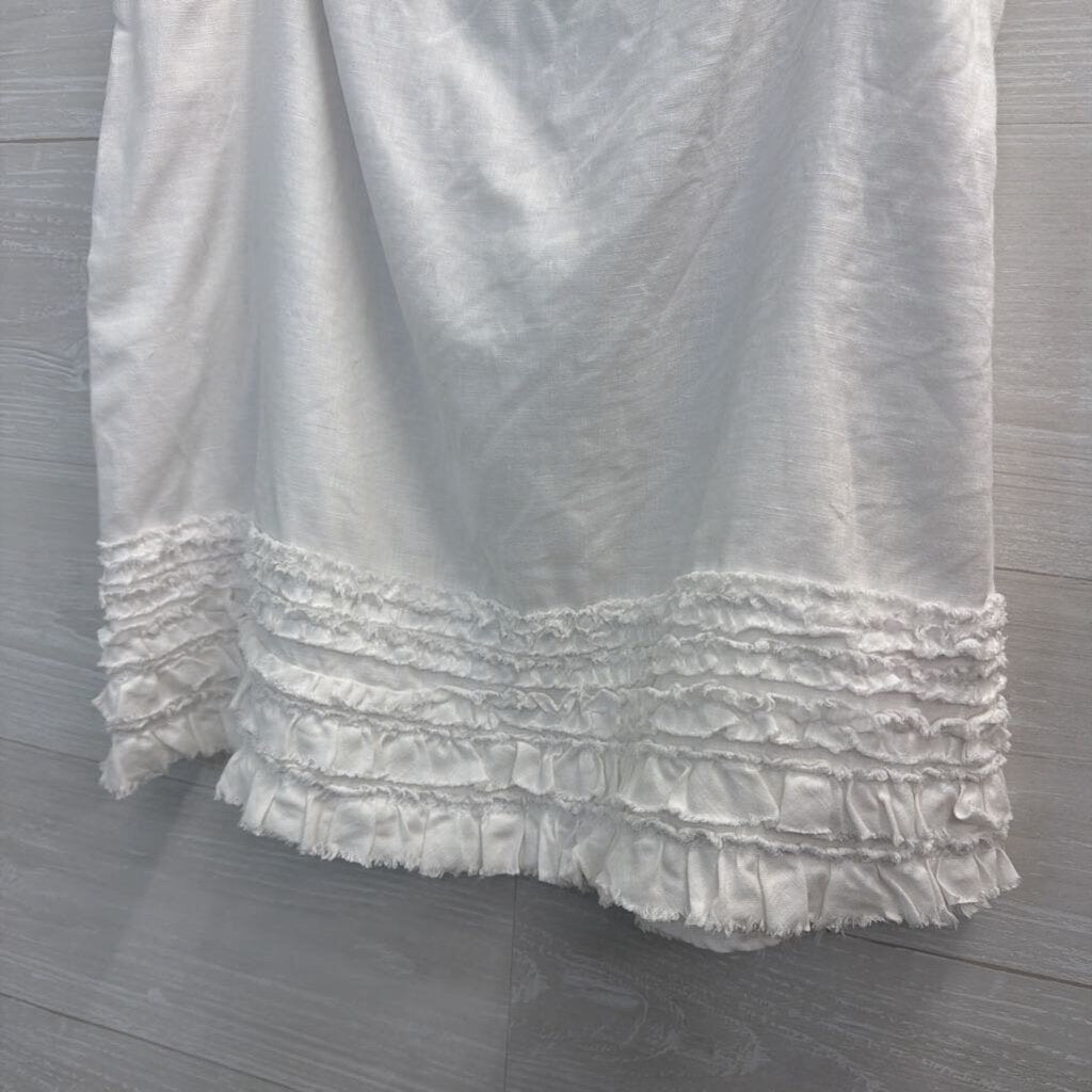 Relax Tommy Bahama White 100% Linen Ruffle Hem Skirt 8