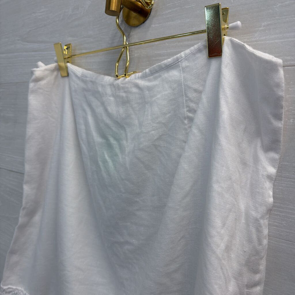 Relax Tommy Bahama White 100% Linen Ruffle Hem Skirt 8