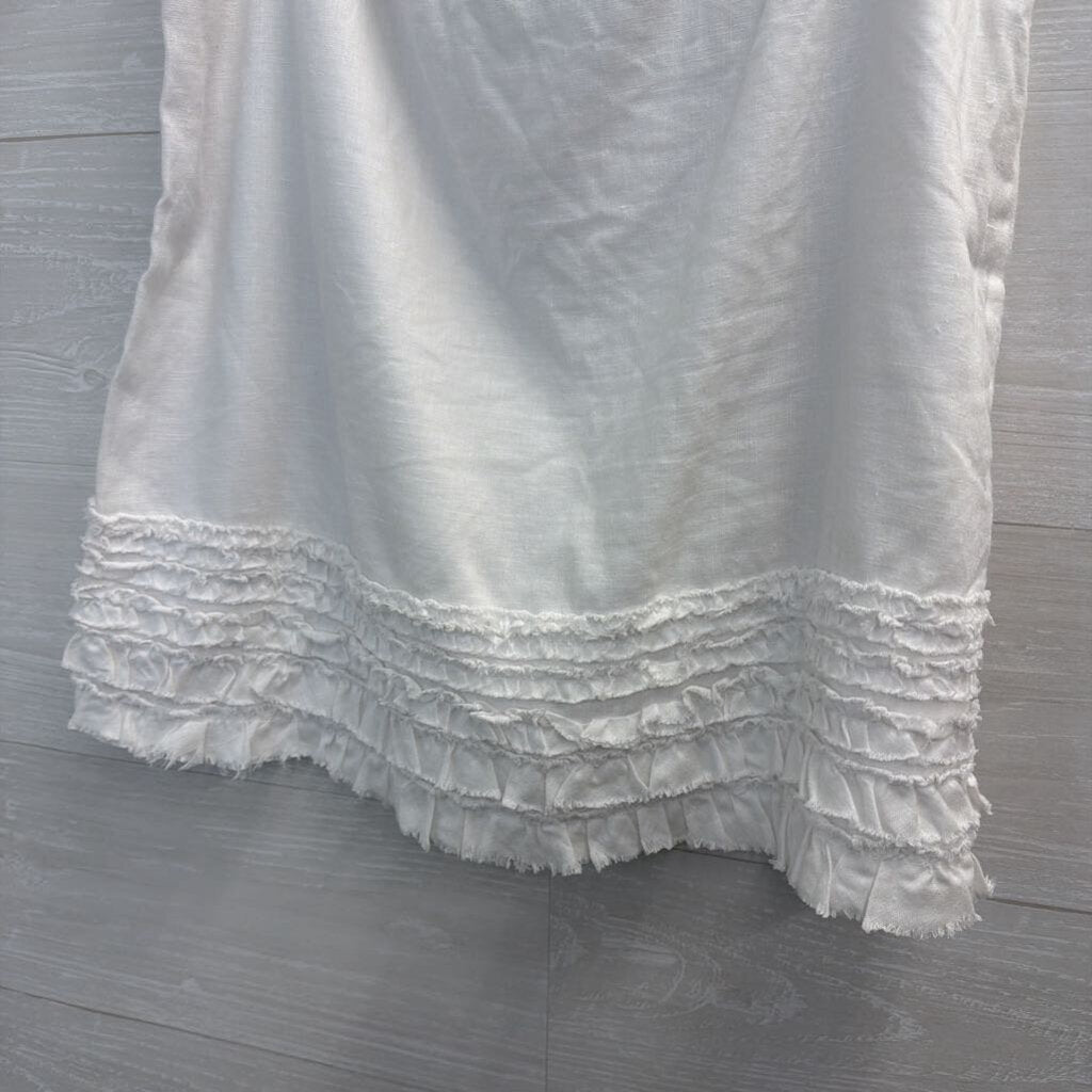 Relax Tommy Bahama White 100% Linen Ruffle Hem Skirt 8