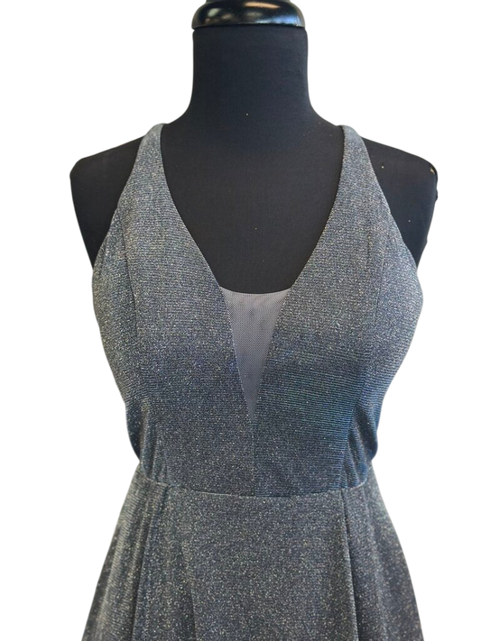 My Michelle Blue Shimmer A Line Long Formal Dress 5