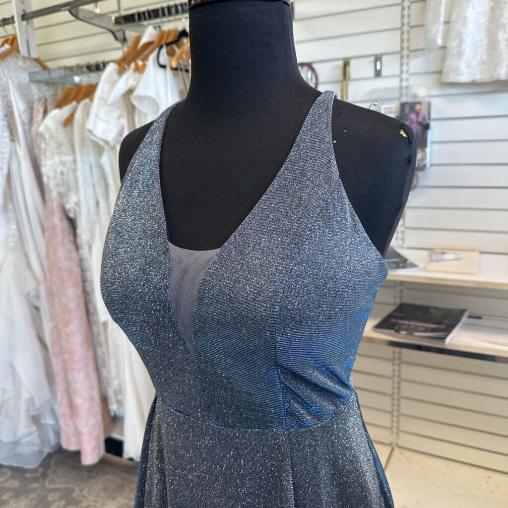My Michelle Blue Shimmer A Line Long Formal Dress 5