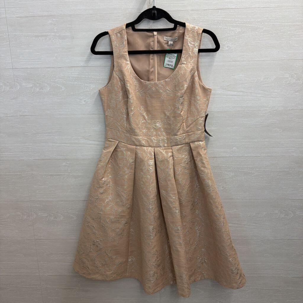 Eva Mendes Blush Metallic Print Sleeveless Dress 4