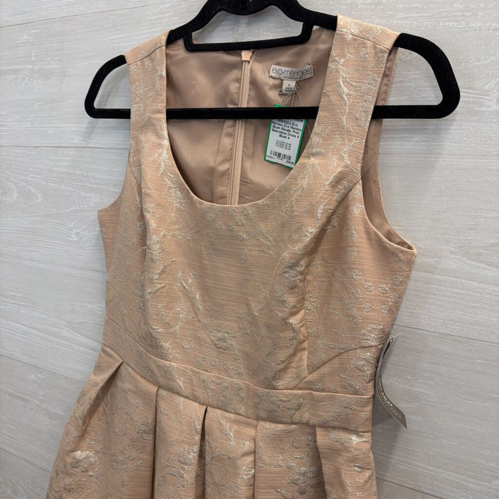 Eva Mendes Blush Metallic Print Sleeveless Dress 4