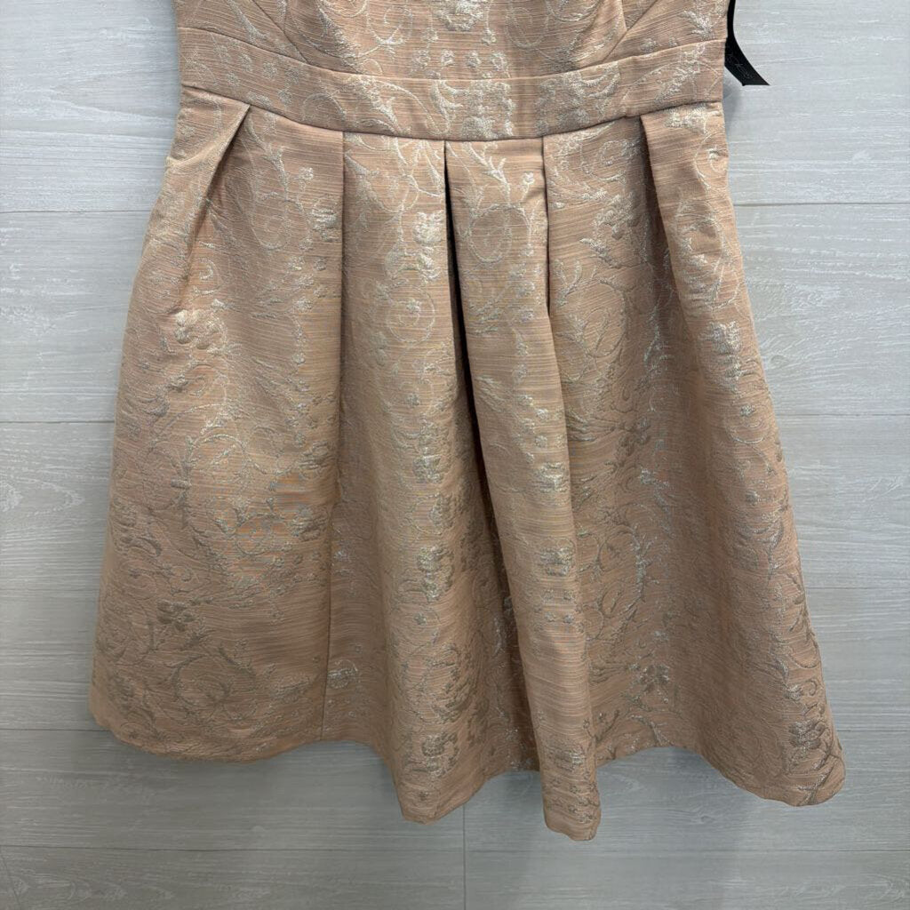 Eva Mendes Blush Metallic Print Sleeveless Dress 4