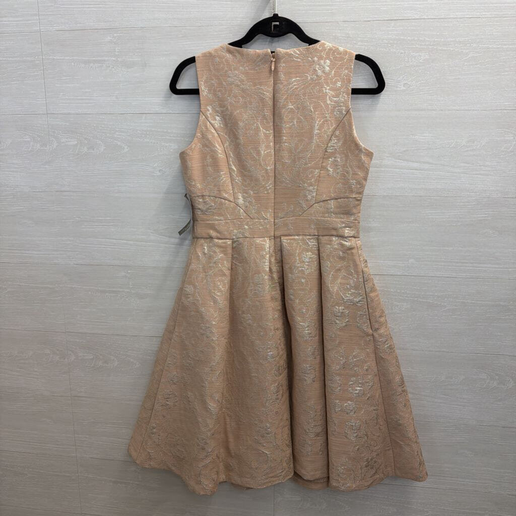 Eva Mendes Blush Metallic Print Sleeveless Dress 4
