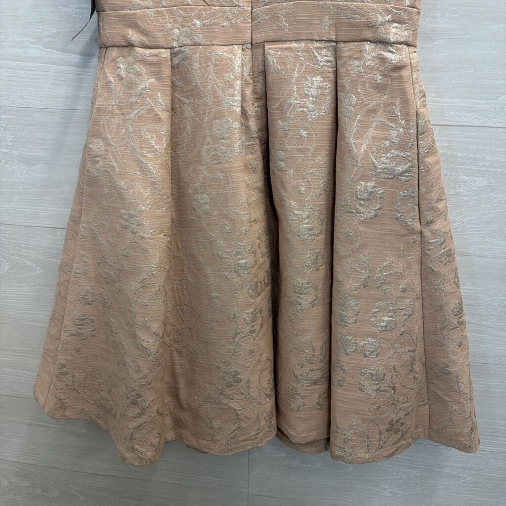 Eva Mendes Blush Metallic Print Sleeveless Dress 4