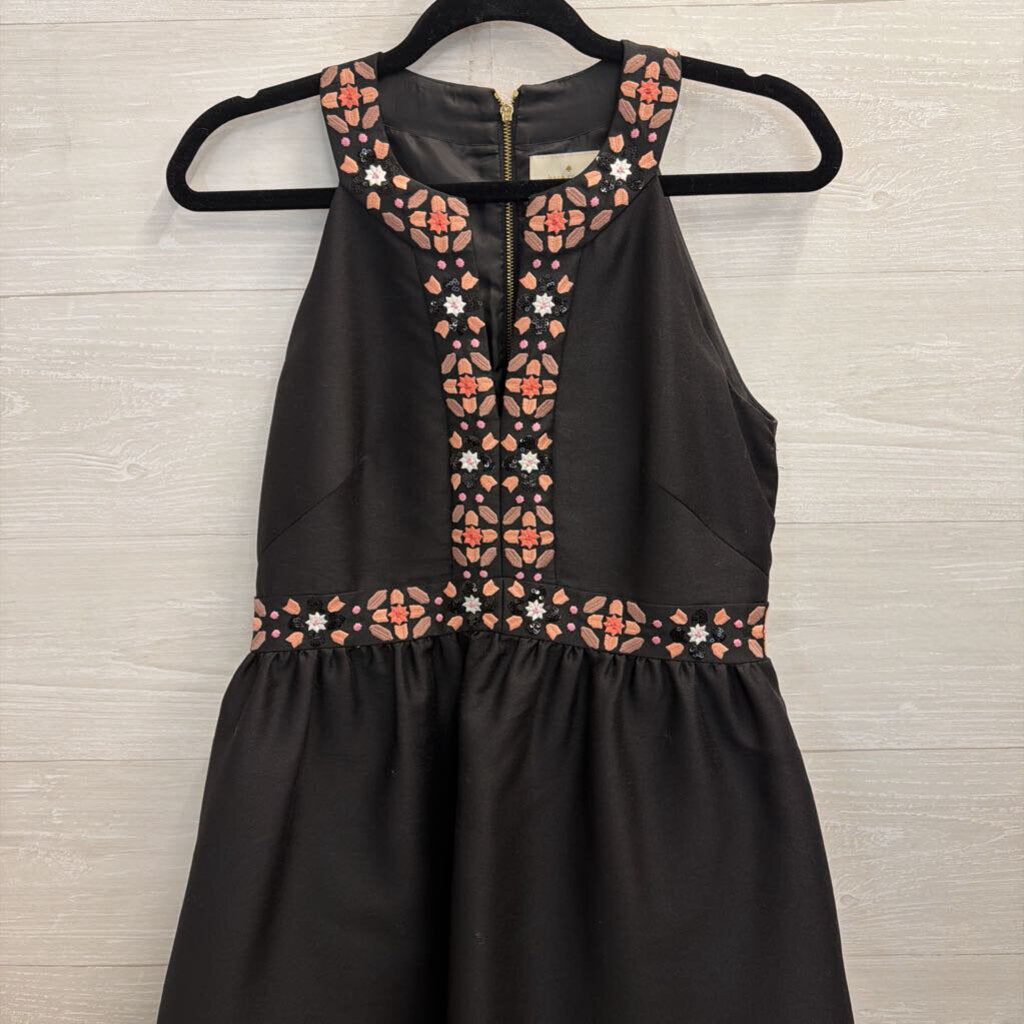 Kate Spade Black/ Multi Embroidered Mosaic Midi Dress 4