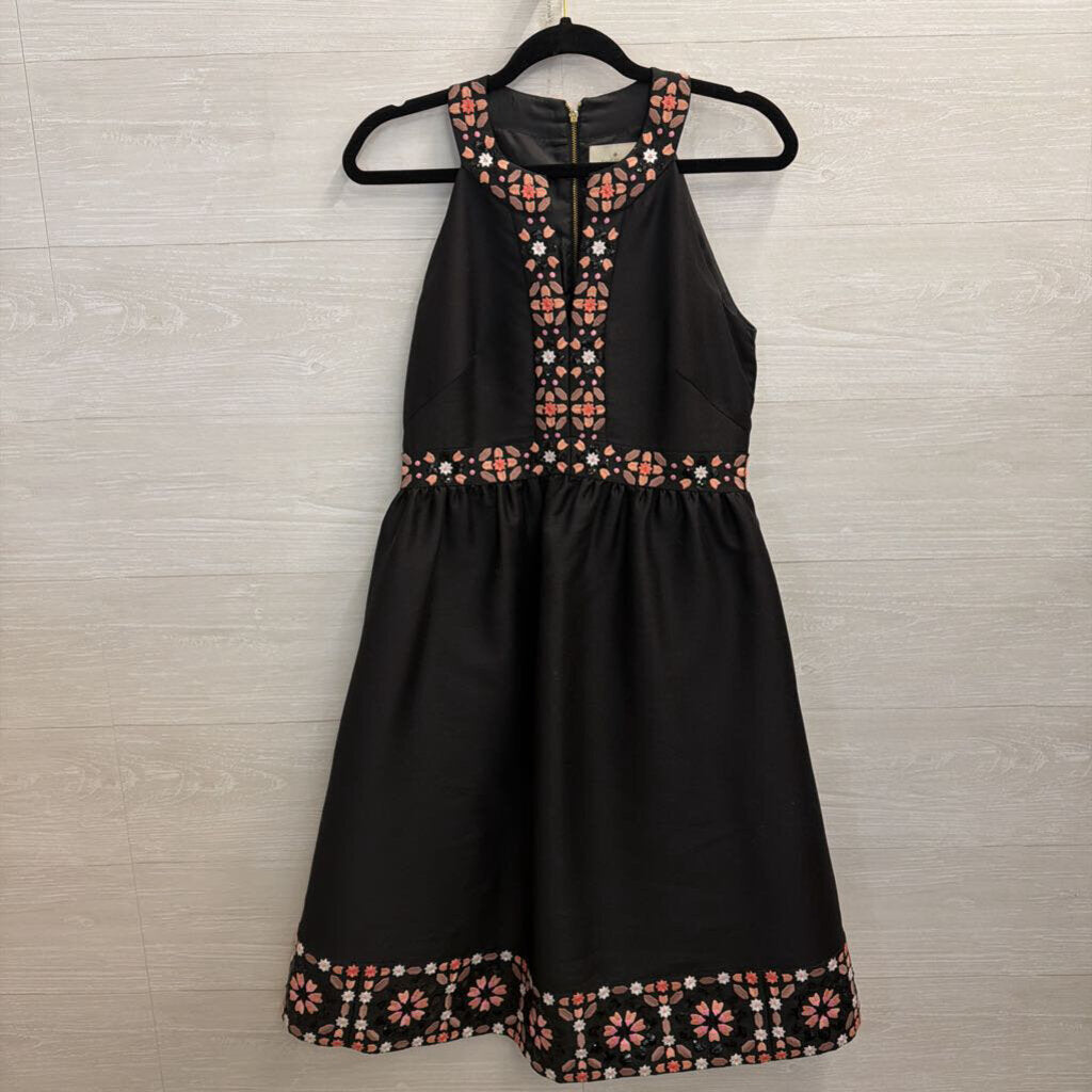 Kate Spade Black/ Multi Embroidered Mosaic Midi Dress 4
