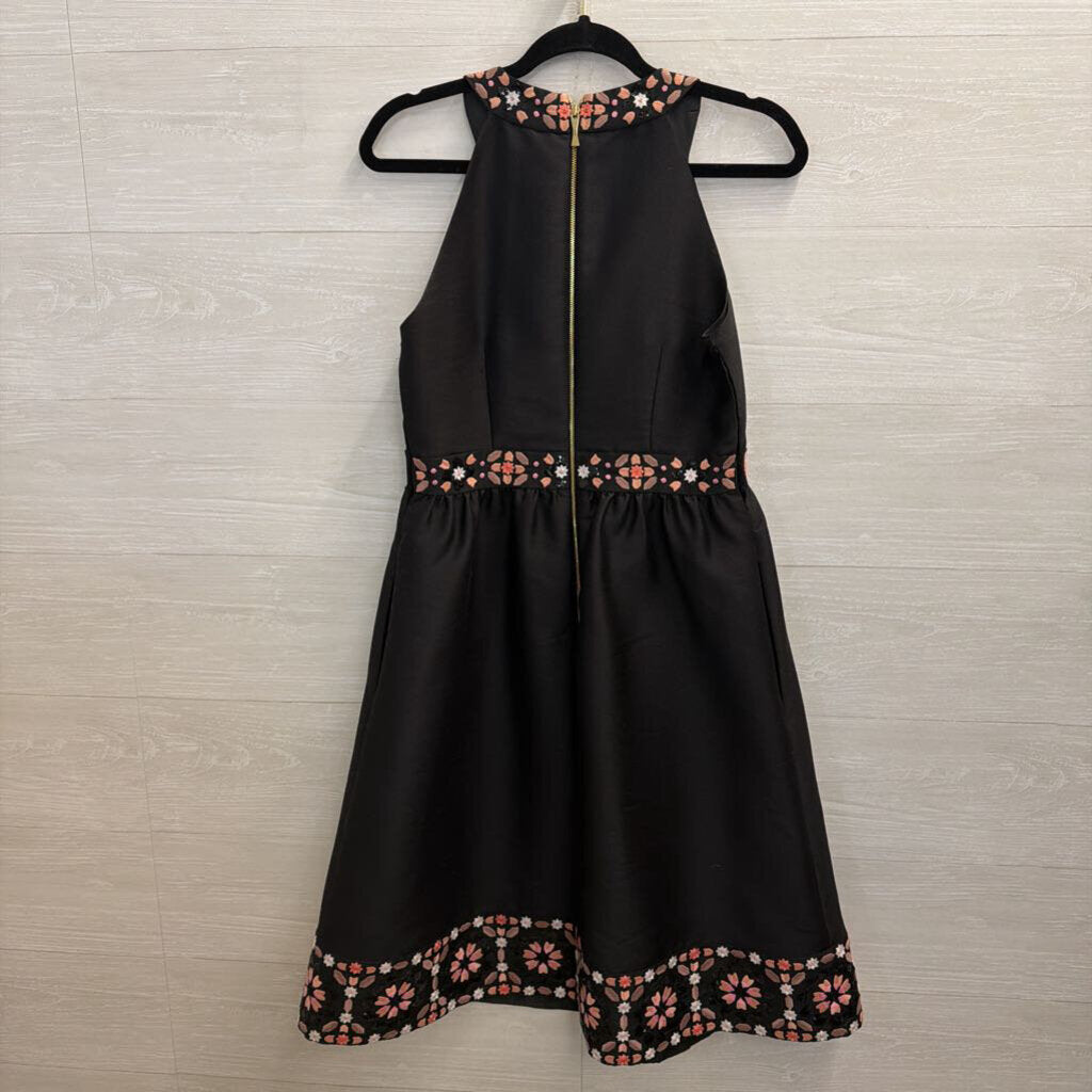 Kate Spade Black/ Multi Embroidered Mosaic Midi Dress 4