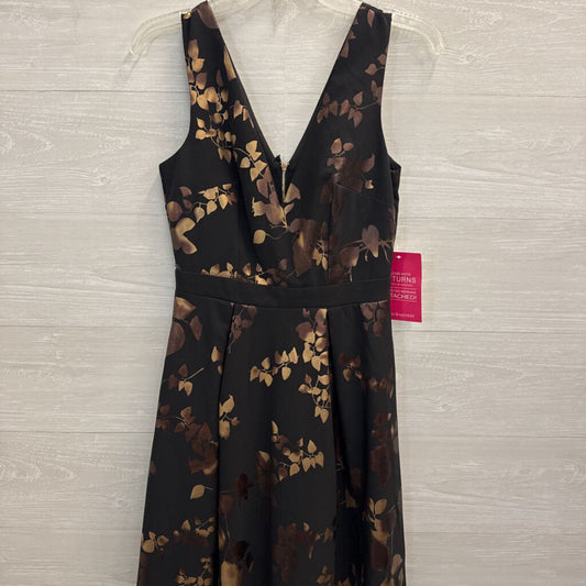 Little Mistress Black/ Gold Metallic Print Long Formal Dress 2