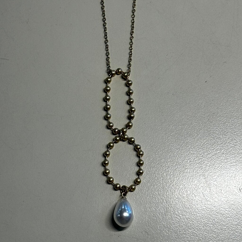 Plunder Gold/ Pearl Detail Long Necklace