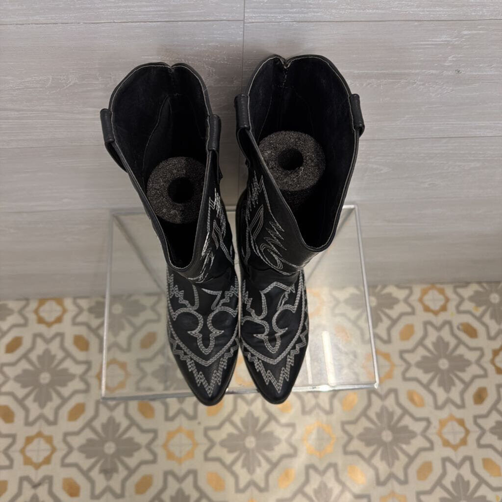 Billini Utica Black/ White Embroidered Western Boots 8.5