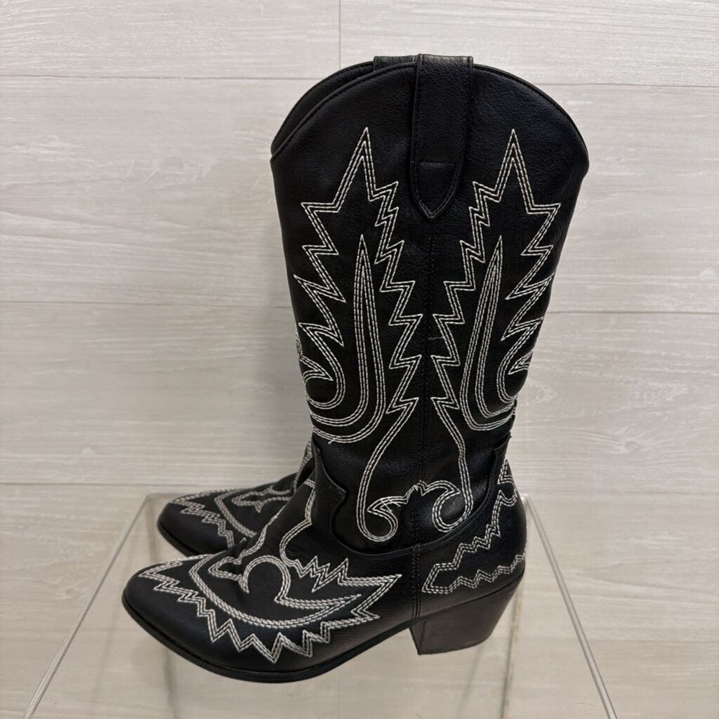 Billini Utica Black/ White Embroidered Western Boots 8.5
