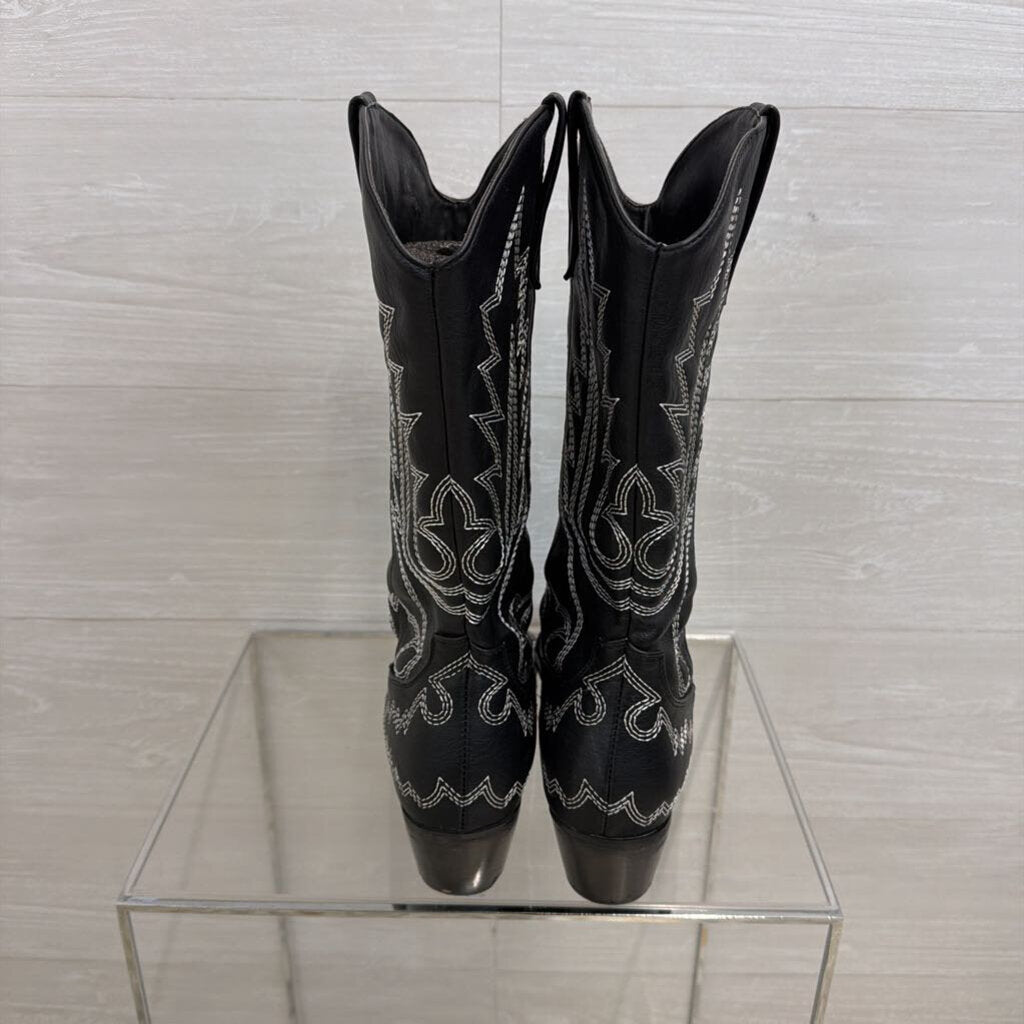 Billini Utica Black/ White Embroidered Western Boots 8.5